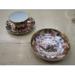 PRETTY ROYAL CROWN DERBY TEA CUP AND SAUCER AND EARLIER DERBY(?) HANDPAINTED SAUCER