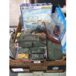 MIXED LOT INCLUDING MODEL KIT, LOCOMOTIVE, MILITARY VEHICLES, ETC.