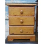 PINE THREE DRAWER BEDSIDE CHEST