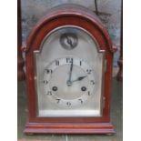 GUSTAV BECKER MAHOGANY CASED BRACKET CLOCK WITH SILVER COLOURED CIRCULAR DIAL