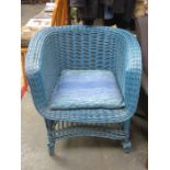 PAINTED WICKER ARMCHAIR