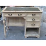 LIME OAK LEATHER TOPPED FOUR DRAWER LADIES WRITING DESK,