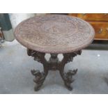 HEAVILY CARVED MIDDLE EASTERN STYLE OCCASIONAL TABLE