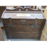 RUSTIC STYLE WOODEN SEA CHEST WITH MOUNTED BRASS PLAQUE