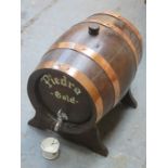 VINTAGE COPPER BOUND DRINKS BARREL ON STAND