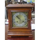 OAK CASED BRACKET CLOCK WITH ORMOLU MOUNTED GILT METAL DIAL