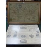 FRAMED MARITIME DISCOVERIES MAP PLUS STEAMSHIP RELATED PRINT