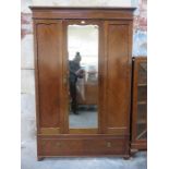 MAHOGANY SINGLE DOOR MIRROR FRONTED WARDROBE