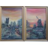 OCTAVIA THOMSON, PAIR OF FRAMED OIL ON BOARDS DEPICTING COUNTRYSIDE SCENES, DATED 1975,