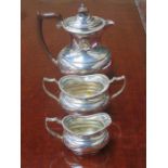 SILVER PLATED THREE PIECE TEA SET