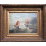 G A NAPIER, 19th CENTURY GILT FRAMED OIL ON CANVAS DEPICTING SAILING BOATS ON CHOPPY WATERS,