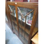 ART DECO STYLE WALNUT VENEERED TWO DOOR DISPLAY CABINET