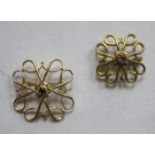 TWO 9ct GOLD PIERCEWORK BROOCHES,