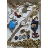 PARCEL OF GOLD COLOURED AND ENAMELLED COSTUME JEWELLERY