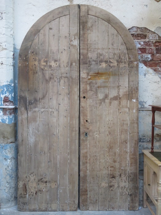 PAIR OF LARGE ARCH TOPPED CHAPEL DOORS