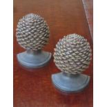 PAIR OF DECORATIVE ACORN FORM BOOKENDS