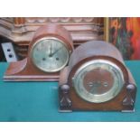 TWO OAK CASED MANTLE CLOCKS