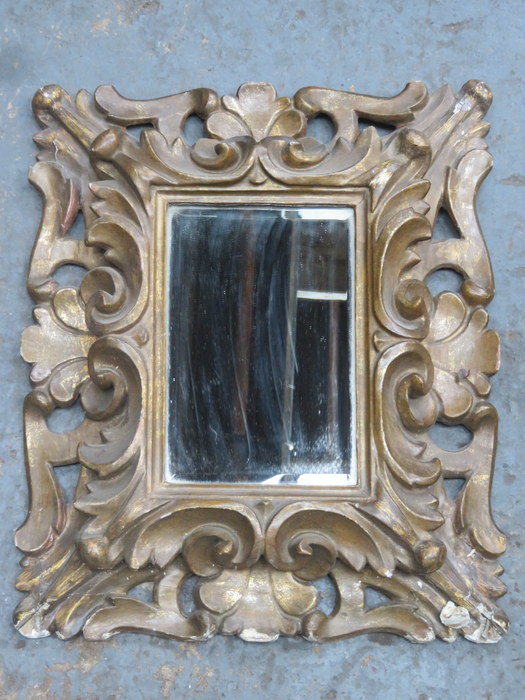 VICTORIAN GILDED AND BEVELLED WALL MIRROR (AT FAULT)