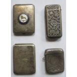 HALLMARKED SILVER VESTA CASE AND THREE OTHER MATCH CASES