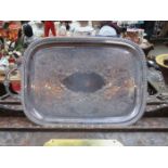 SILVER PLATED TWO HANDLED SERVING TRAY