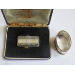 COMMEMORATIVE SILVER INGOT AND SINGLE NAPKIN RING