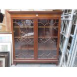 MAHOGANY ASTRAGAL GLAZED TWO DOOR BOOKCASE