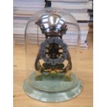 THWAITES & REED MODERN BRASS SKELETON CLOCK UNDER GLASS DOME,