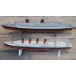 TWO MODEL CUNARD CRUISE LINERS