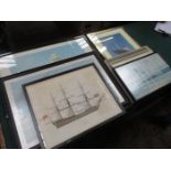 VARIOUS PICTURES AND PRINTS INCLUDING SAILING SHIPS, ETC.