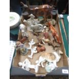 VARIOUS CERAMIC FIGURES AND ANIMALS, ETC.