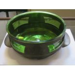 TUDRIC PEWTER FRUIT BOWL WITH GREEN GLASS LINER