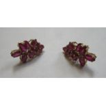 PAIR OF 9ct GOLD AND RUBY SET EARRINGS