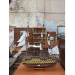 SCRATCH BUILT MODEL GALLEON- HMS VICTORY, 1765, COMES ON WOODEN STAND,