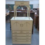 FRENCH STYLE GILDED CREAM TALLBOY AND BEDSIDE CHEST