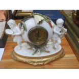 ATTRACTIVE CERAMICS FRENCH MANTEL CLOCK,