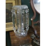 PAIR OF VICTORIAN GLASS LUSTRES WITH DROPLETS,