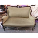 UPHOLSTERED MAHOGANY FRAMED TWO SEATER SETTEE