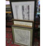 SIX VARIOUS REPRODUCTION MAPS AND ART PRINTS, ETC.