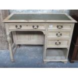 LIME OAK LEATHER TOPPED FOUR DRAWER LADIES WRITING DESK,