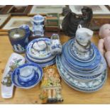 LARGE QUANTITY OF BLUE AND WHITE PLATES