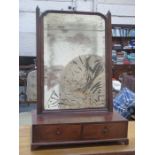 INLAID MAHOGANY BEDROOM SWING OVER MIRROR WITH TWO DRAWERS BELOW (AT FAULT)