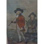 FRAMED (OLD) AND GLAZED MEZZOTINT ENGRAVING OF GOLFING SUBJECT- GOFFERS AT BLACKHEATH,