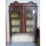 EDWARDIAN MAHOGANY INLAID TWO DOOR GLAZED BOOKCASE