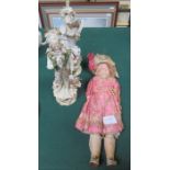 ANTIQUE BISQUE HEADED GERMAN DOLL WITH JOINTED BODY, PAINTED FEATURES AND SLEEPING EYES, SIZE 4/0,