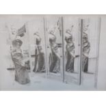 'GREGORY', MONOCHROME LITHOGRAPH OF MULTIPLE MARILYN MONROE, IMAGES 68/300, SIGNED IN PENCIL,