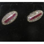 PAIR OF 18ct DIAMOND AND RUBY PRETTY EARRINGS