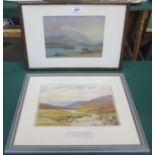 EDWIN BEATTIE, WATERCOLOUR OF SMALL LOCH SCENE PLUS UNSIGNED WATERCOLOUR GLEN MARK INVERMARK,