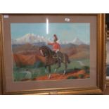 DAVID THORP, FRAMED AND GLAZED OIL ON CANVAS, SIGNED AND DATED 1995- TROOPER JOHN HUSSIN,