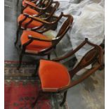 GOOD INLAID MAHOGANY DRAWING ROOM SETTEE AND SIX CHAIRS