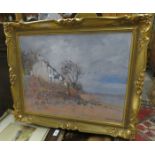 SHEILA TURNER, SIGNED AND DATED '90 OIL ON CANVAS OF COTTAGE AT THURSTASTON WIRRAL,